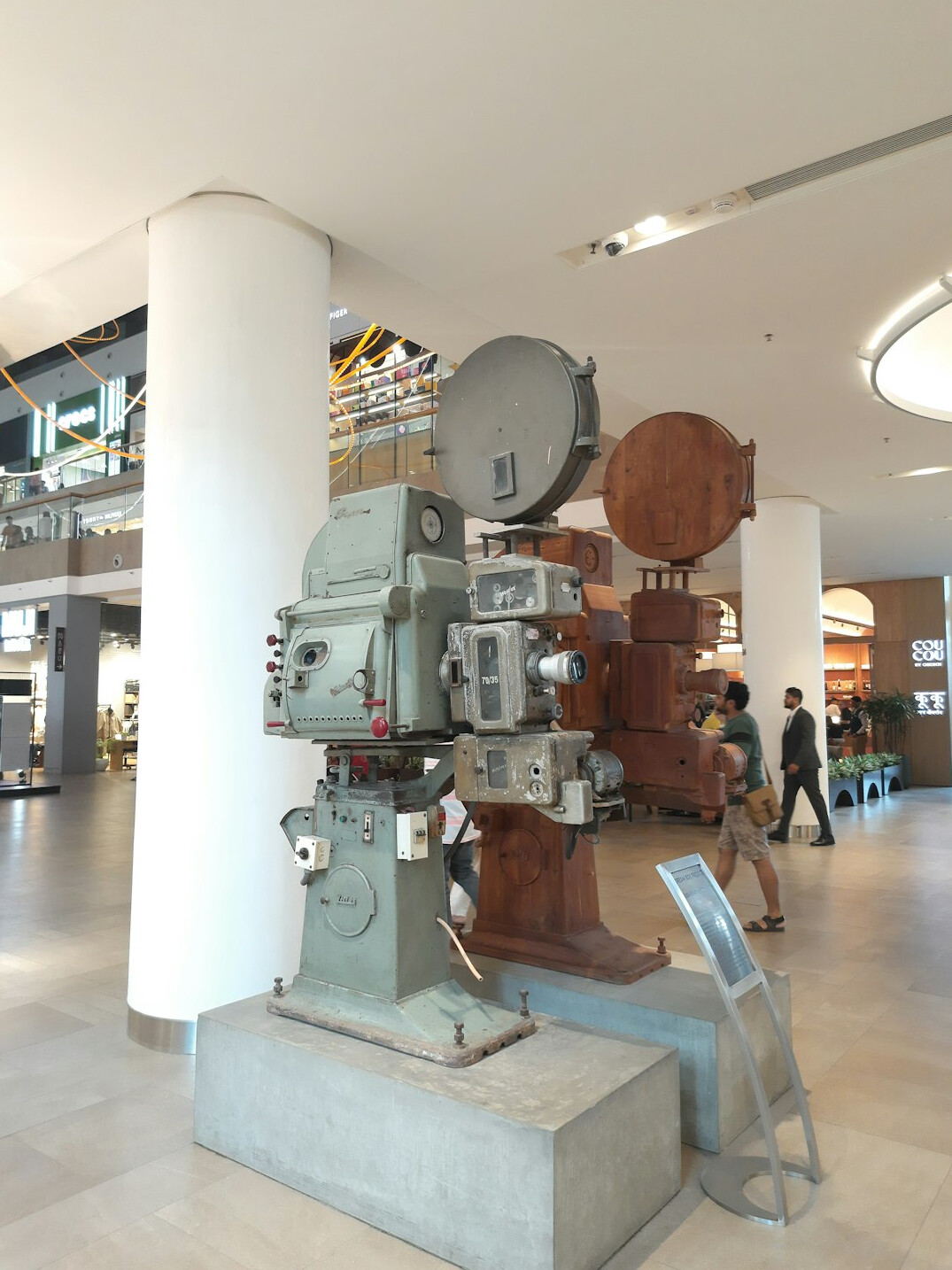 Empty TV news studio set with cameras and lights